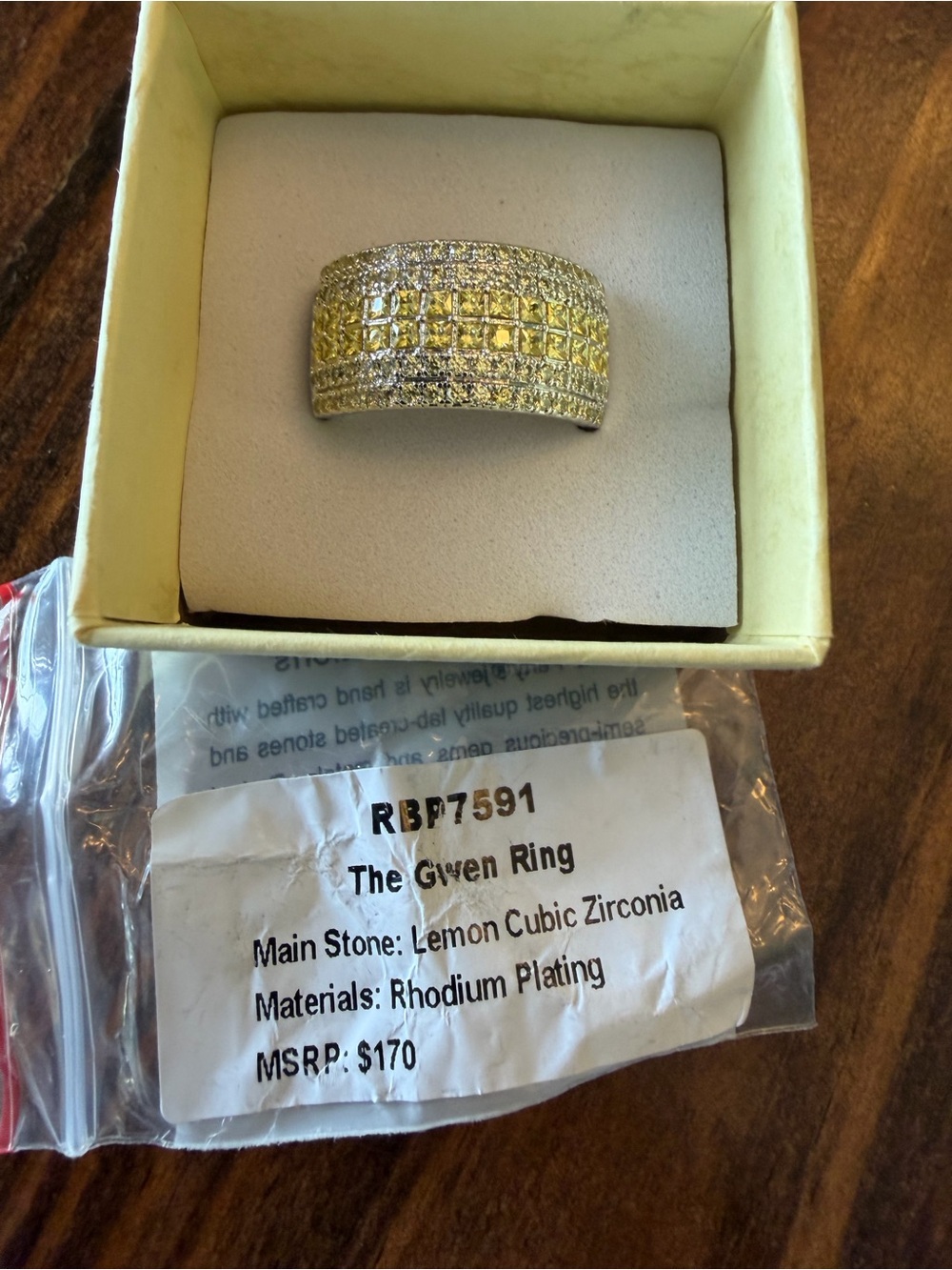 The Gwen Lemon Cubic Zirconia Ring - Lemon Yellow and Silver